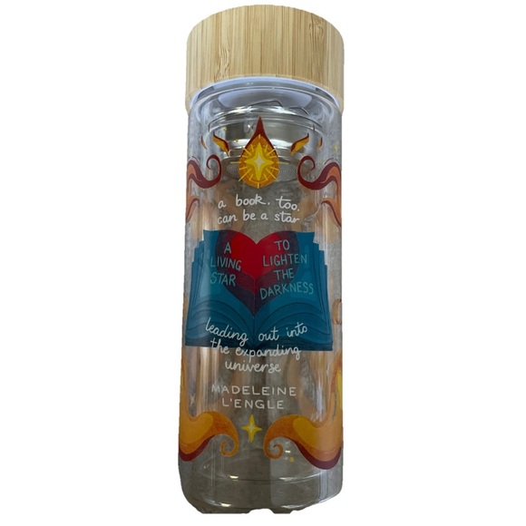 Inspirational Water Bottle - Clear Glads with Bamboo Lid Like New Tea Gift - Picture 6 of 7